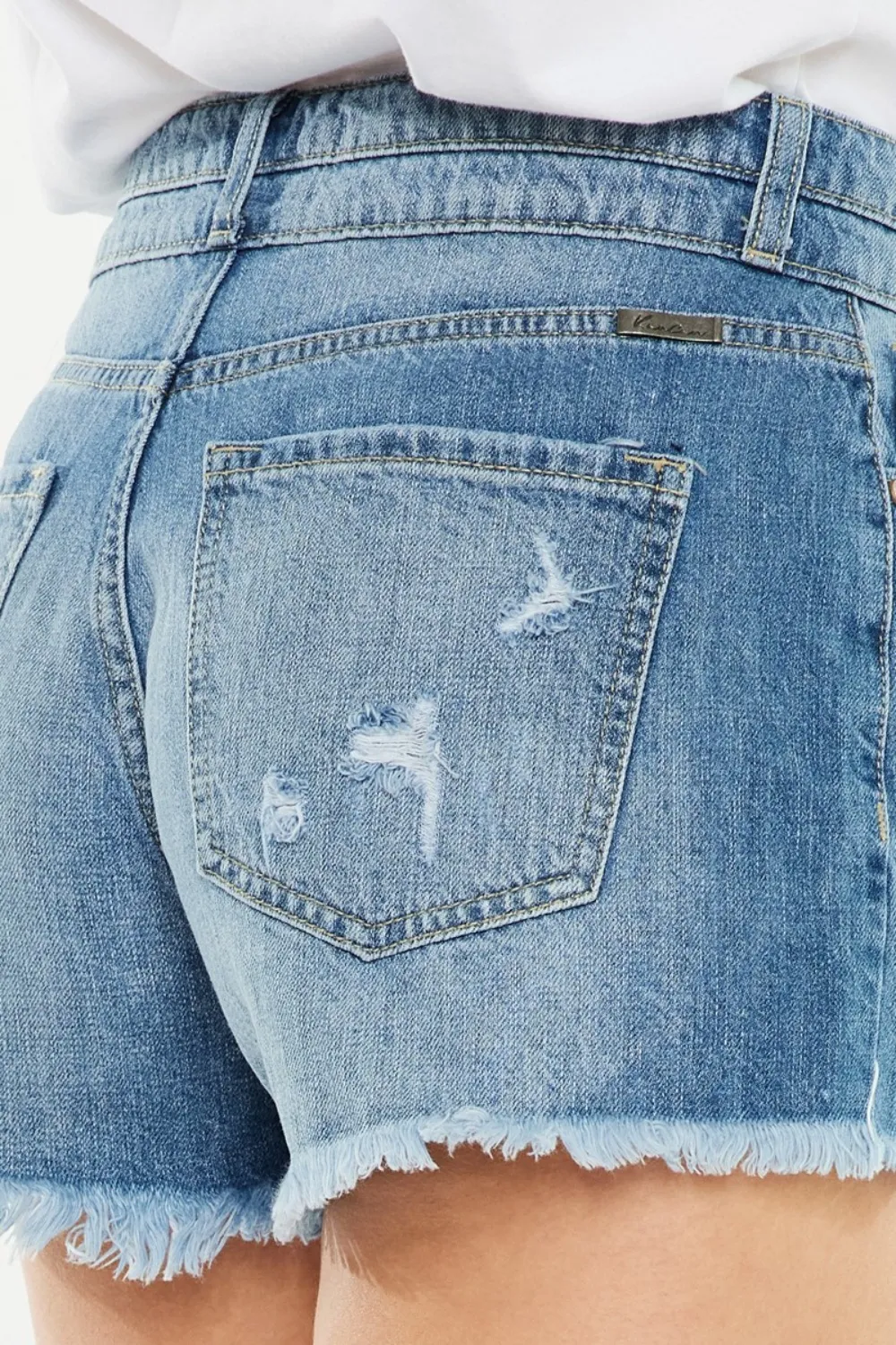 Full Size High Rise Raw Hem Denim Shorts, image 5