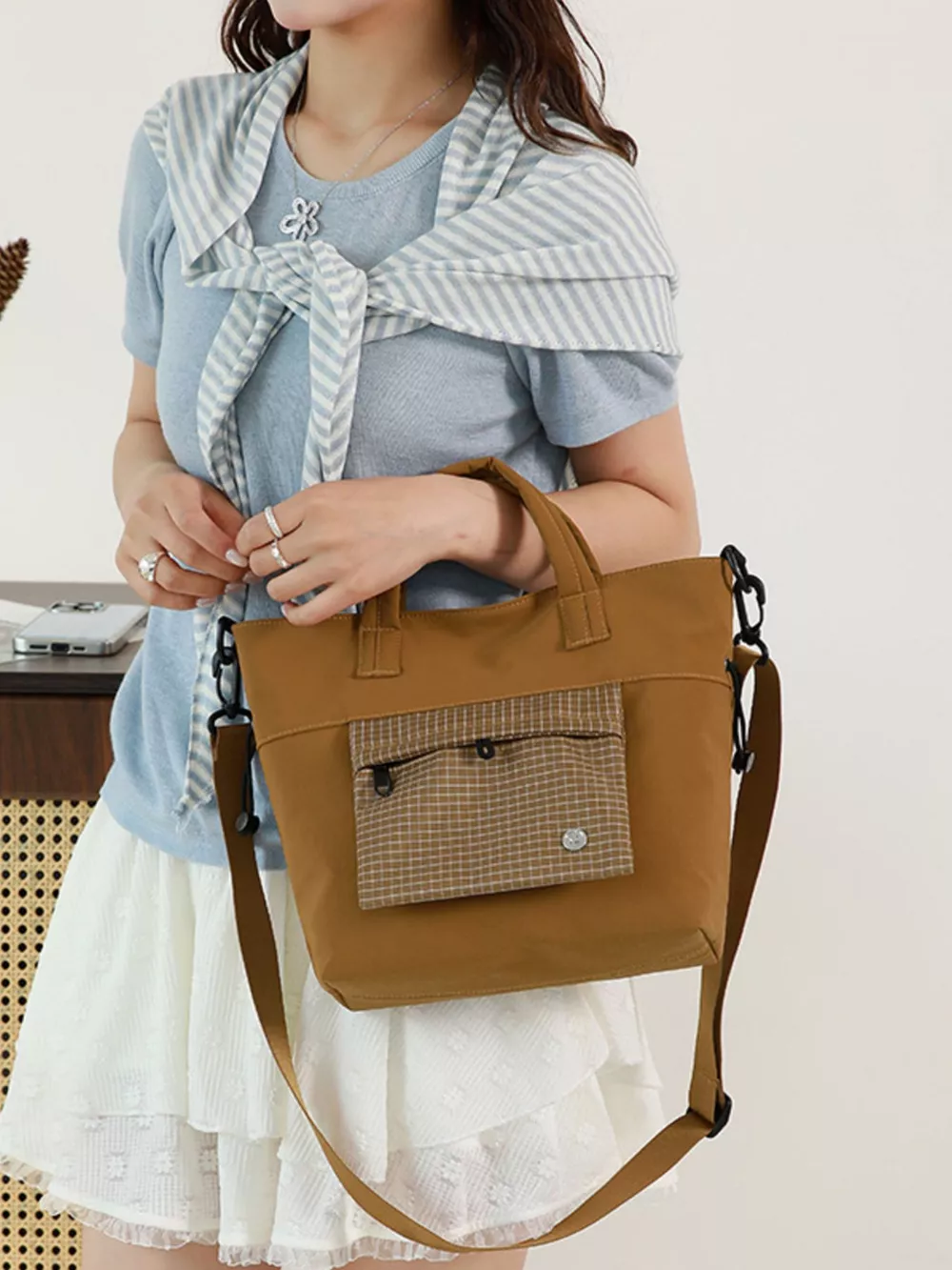 Plaid Nylon Crossbody Bag, image 4