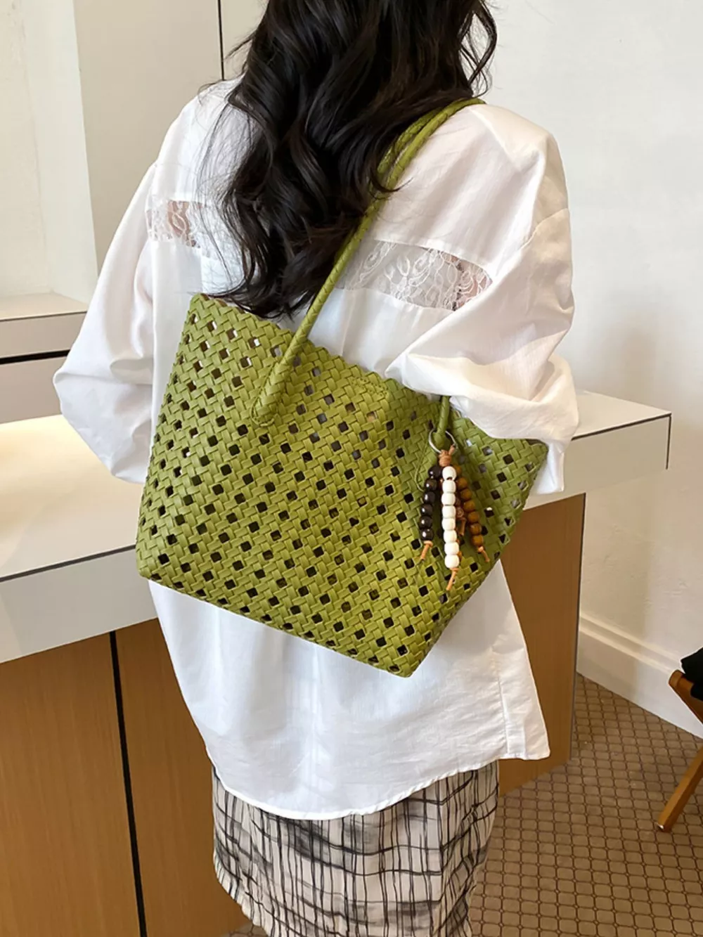 Cutout Leather Shoulder Bag, image 7