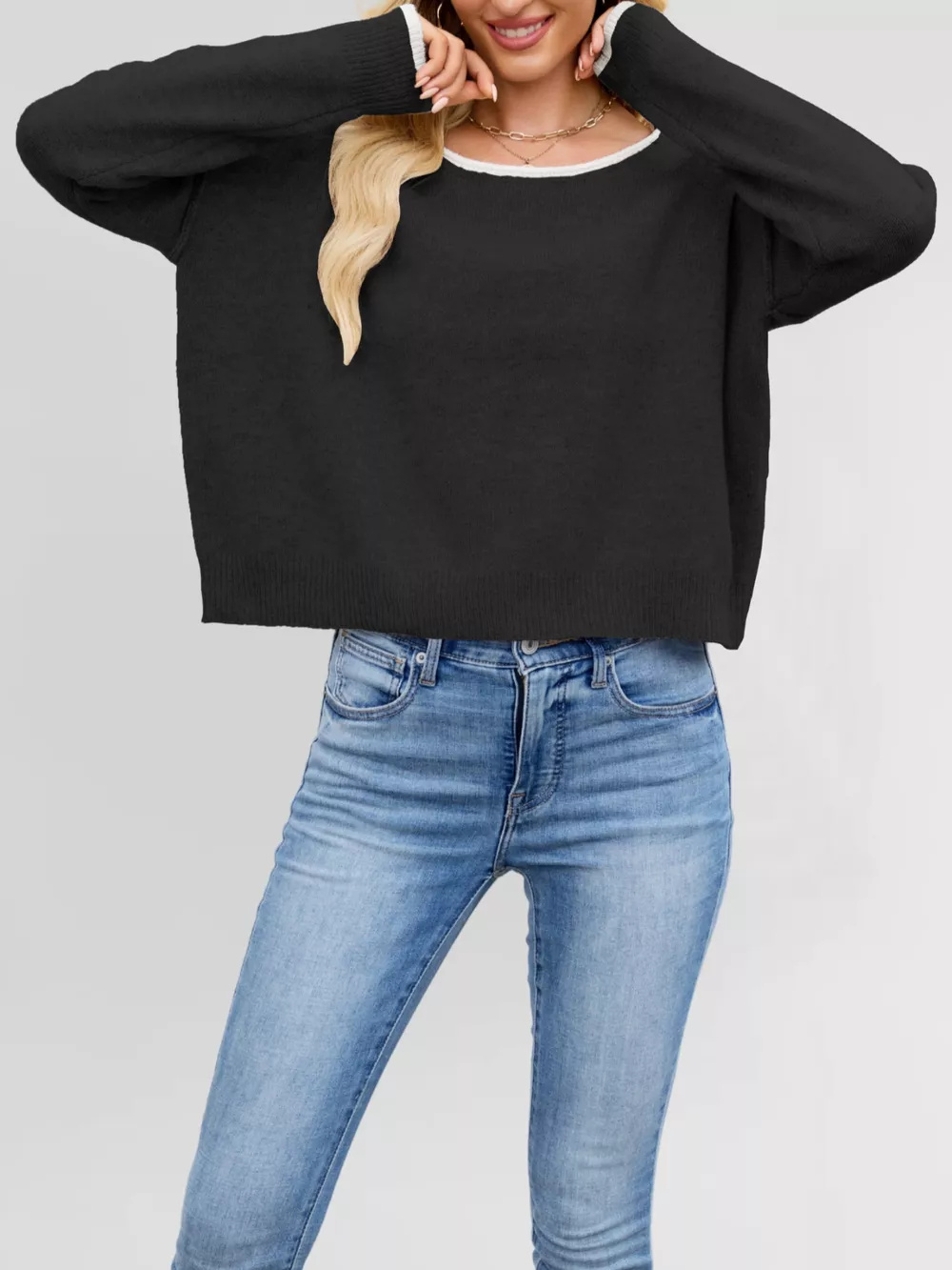 Round Neck Dropped Shoulder Sweater, image 20