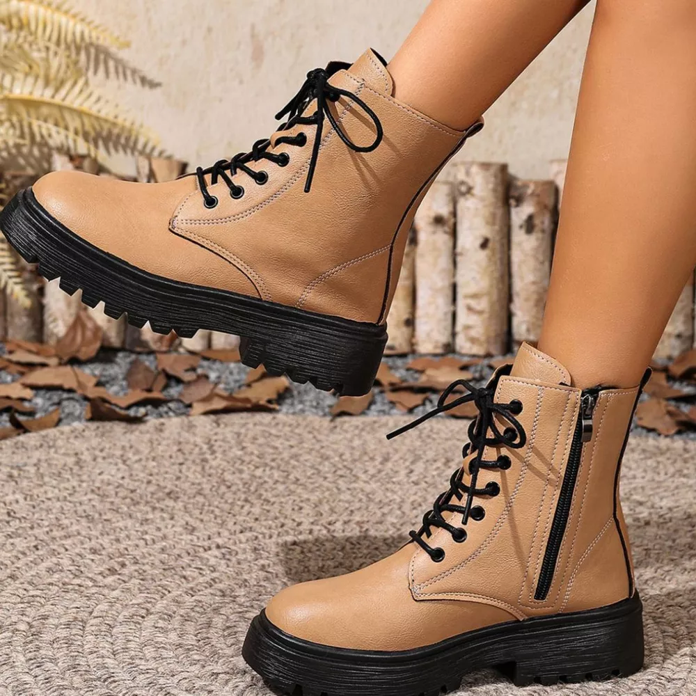 Round Toe Block Heels Boots, image 6