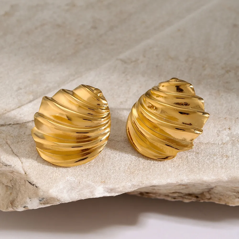 Stainless Steel Shell Shape Stud Earrings, image 3
