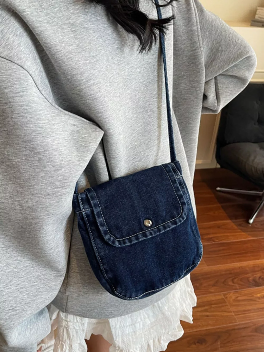 Denim Flap Crossbody Bag, image 5