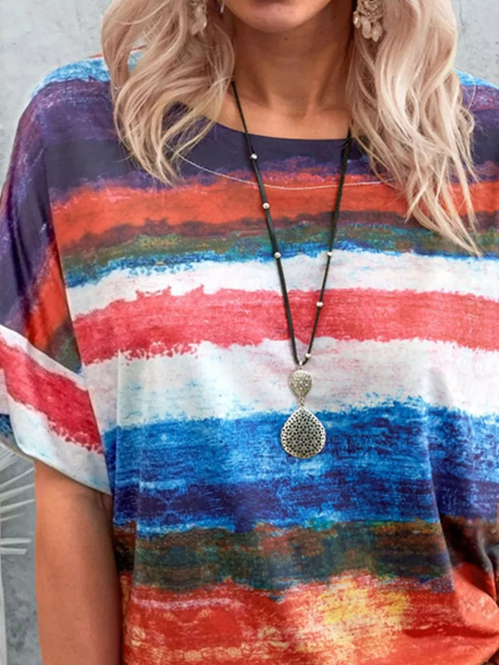 Contrast Round Neck Casual T-Shirt, image 8