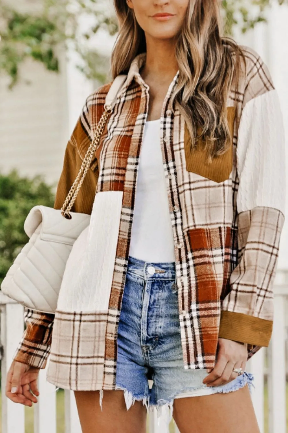 Plaid Button Up Long Sleeve Shacket, image 6