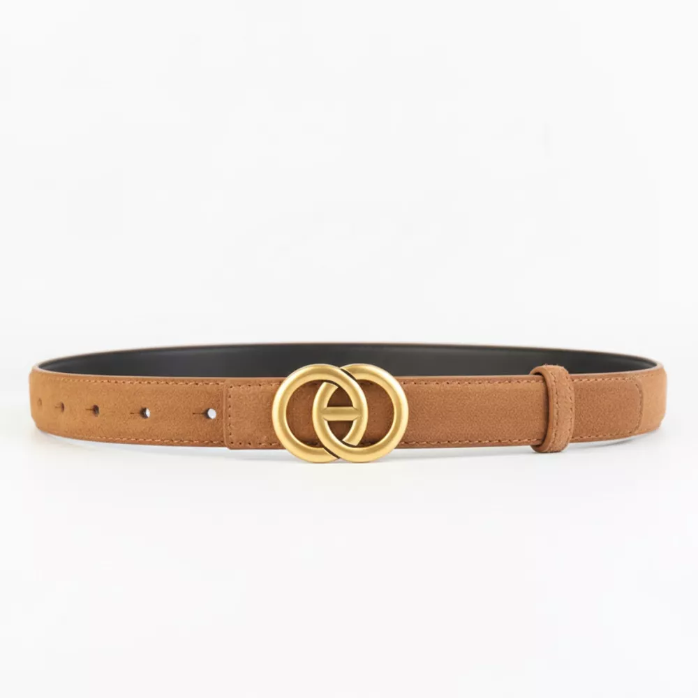 Golden Buckle Leather Belt, image 4