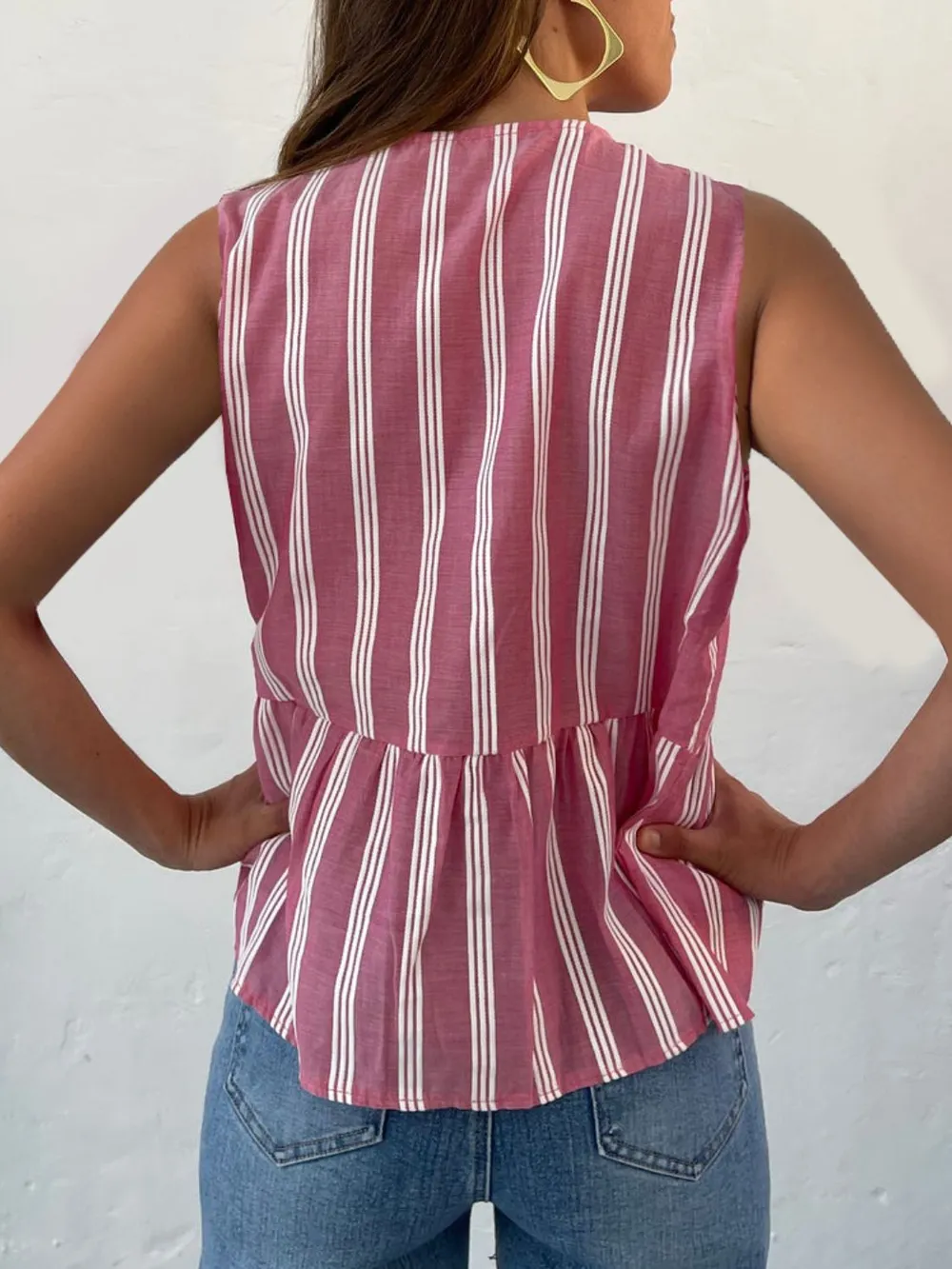 Tied Striped Round Neck Tank, image 14