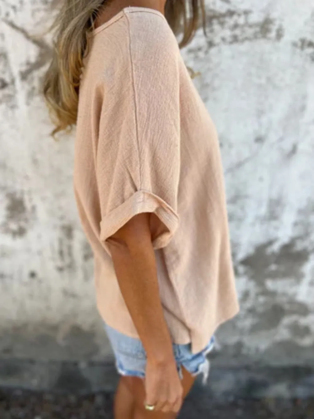 Full Size Round Neck Short Sleeve T-Shirt Plus Size, image 6