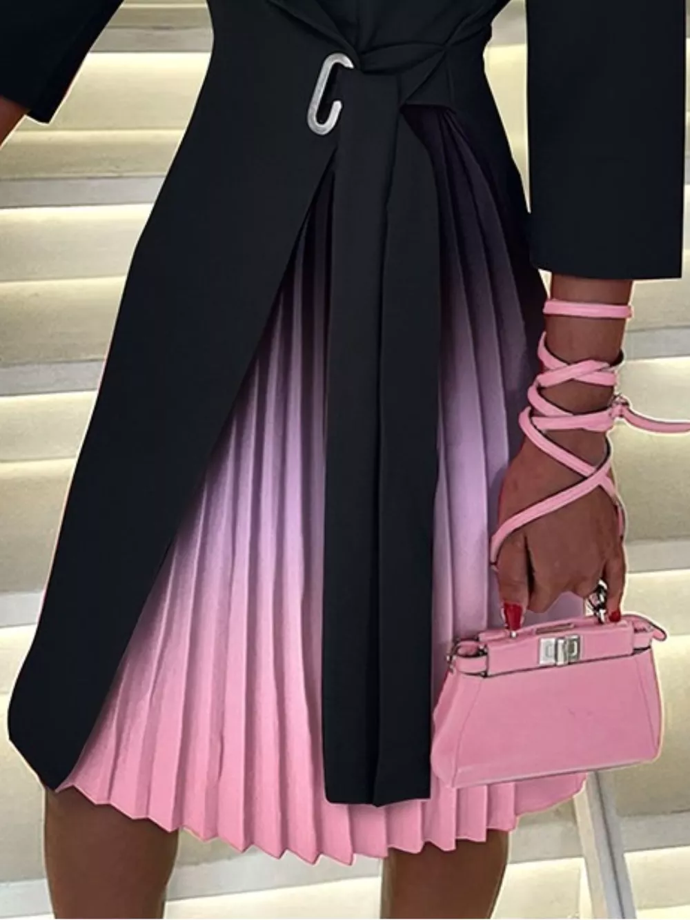 Blazer Style Pleated Midi Dress, image 9