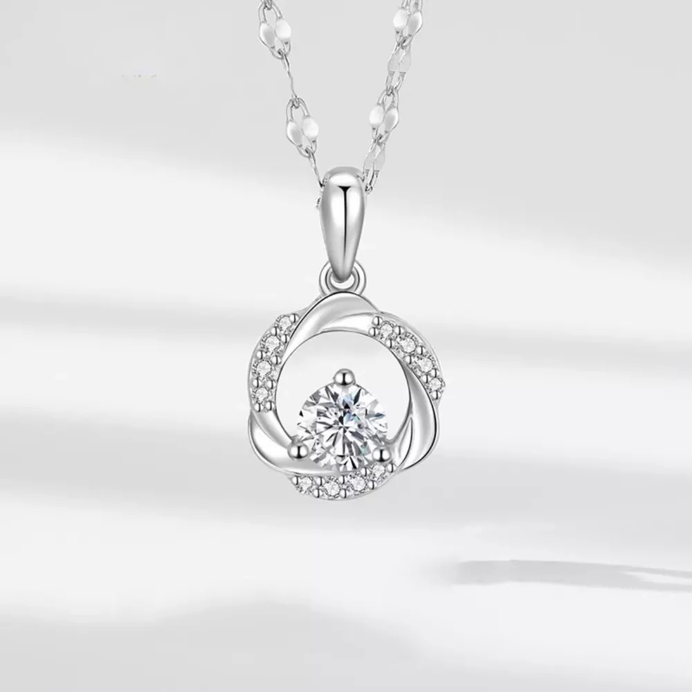 925 Sterling Silver Zircon Pendant Necklace, image 3