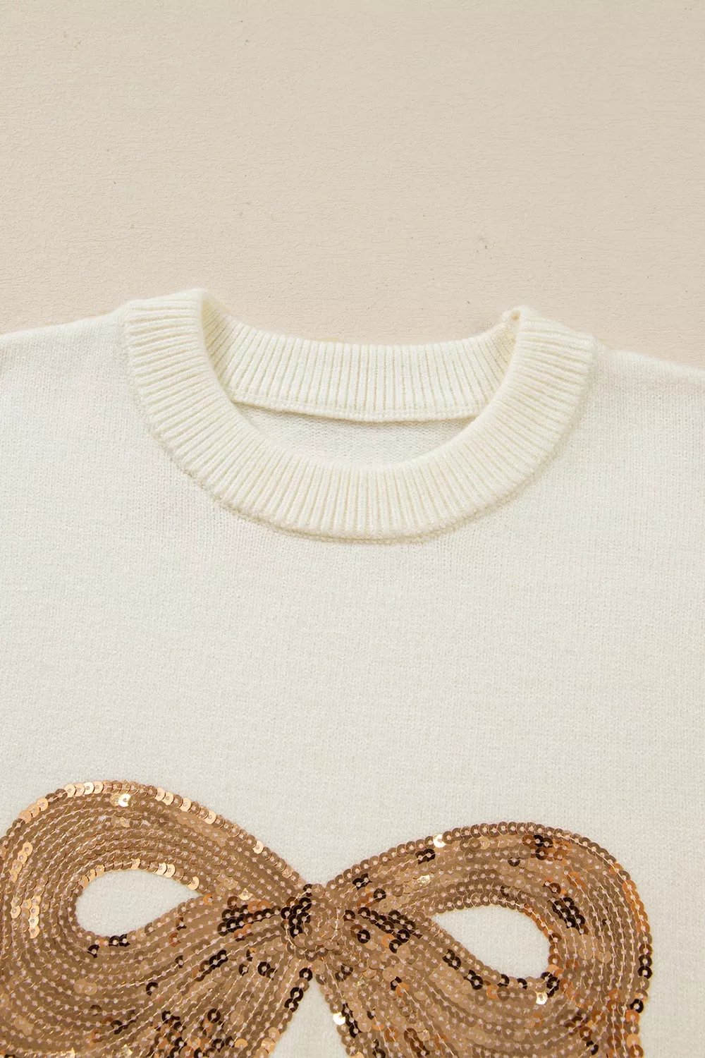 Sequin Bow Embellished Pullover Sweater, image 8