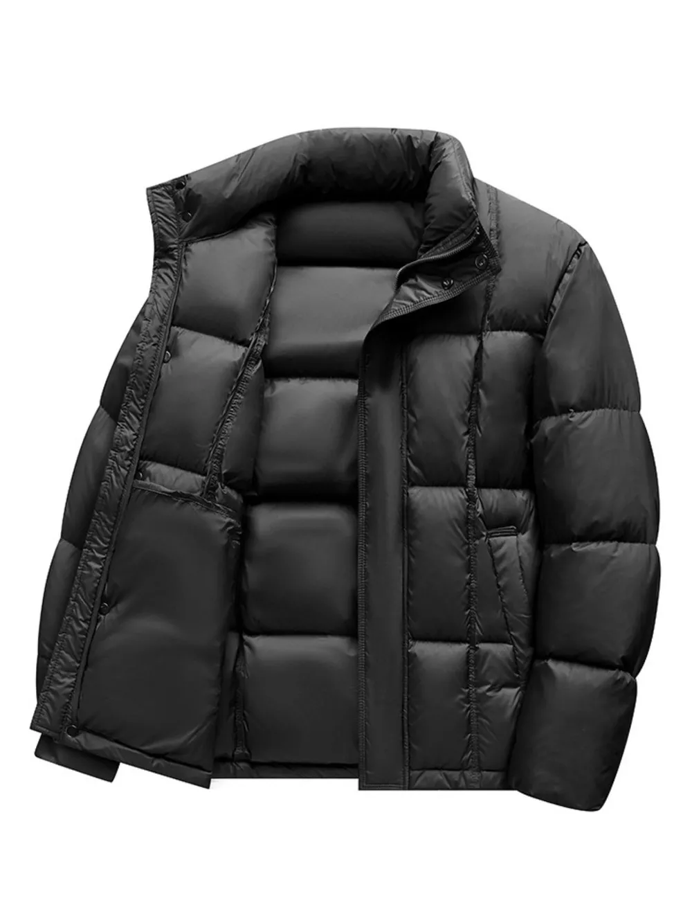 Men's Plus Size Snap Down Padded Puffer Jacket, image 6