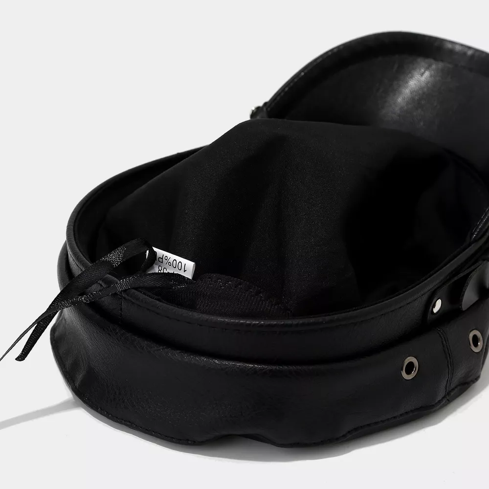 Studded Embellished Faux Leather Hat, image 5