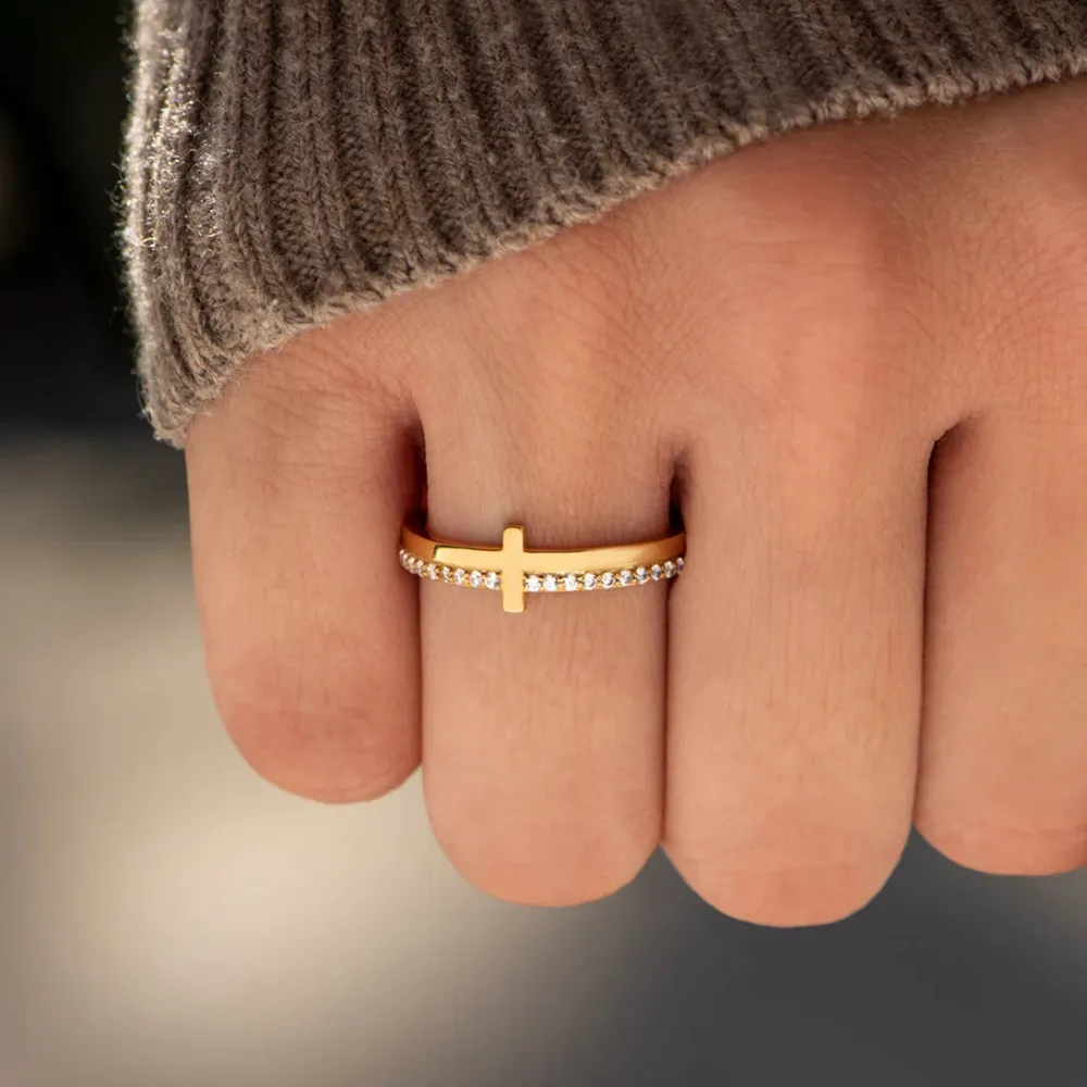 Zircon 925 Sterling Silver Cross Ring, image 2