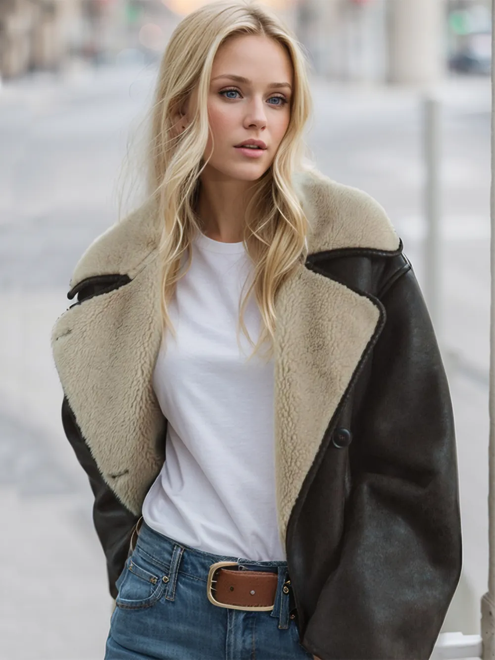 Collared Neck Long Sleeve Plush Jacket, image 4