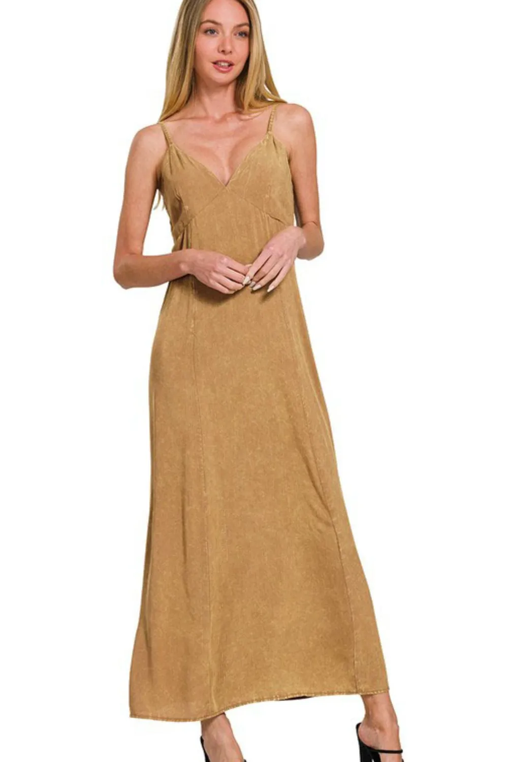 Mineral Washed Rayon Challis Cami Dress, image 2