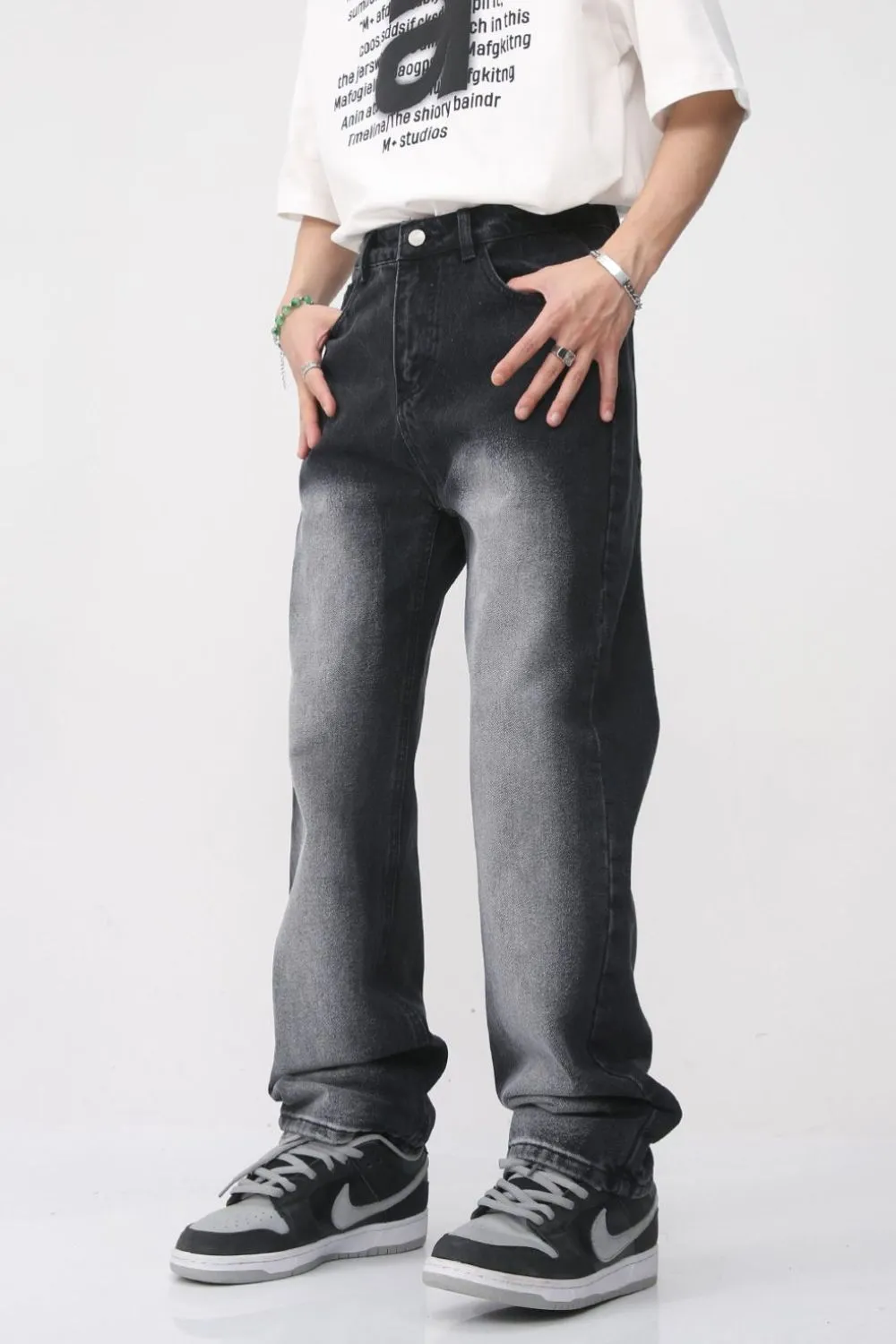 Men's Washed Straight Leg Jeans, image 3