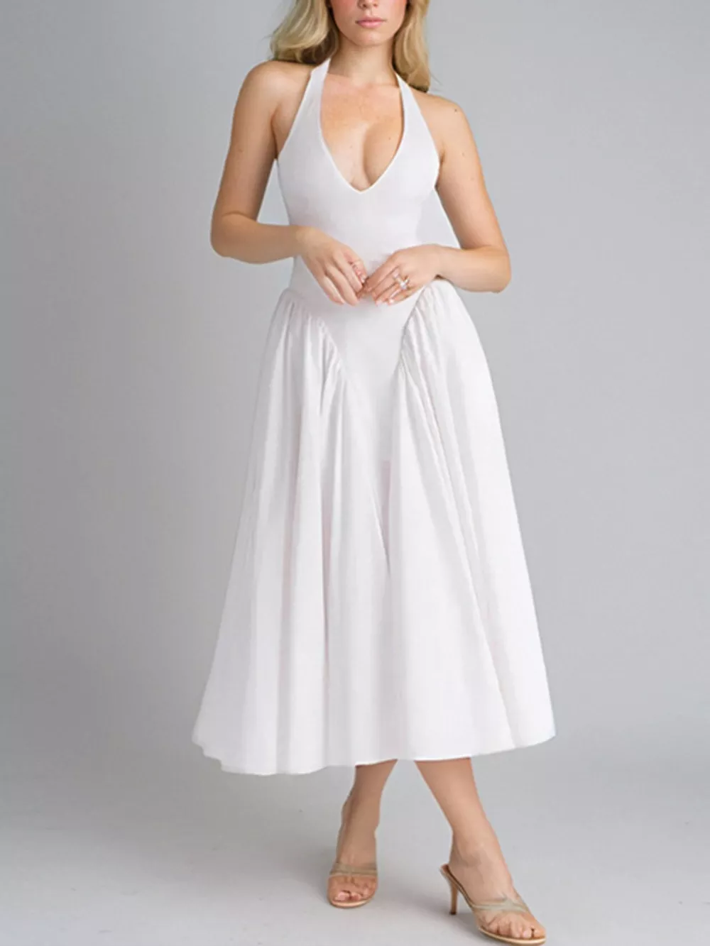 Halter Neck Midi Dress with Pockets, image 4