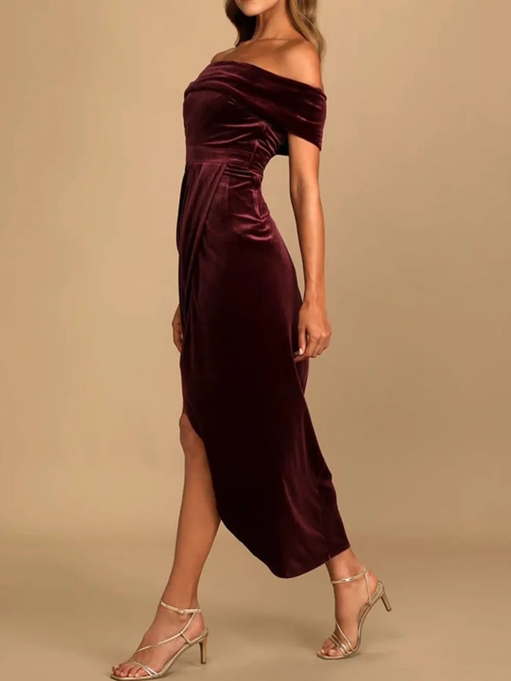 Off-Shoulder Wrap Dress with Side Slit, image 10