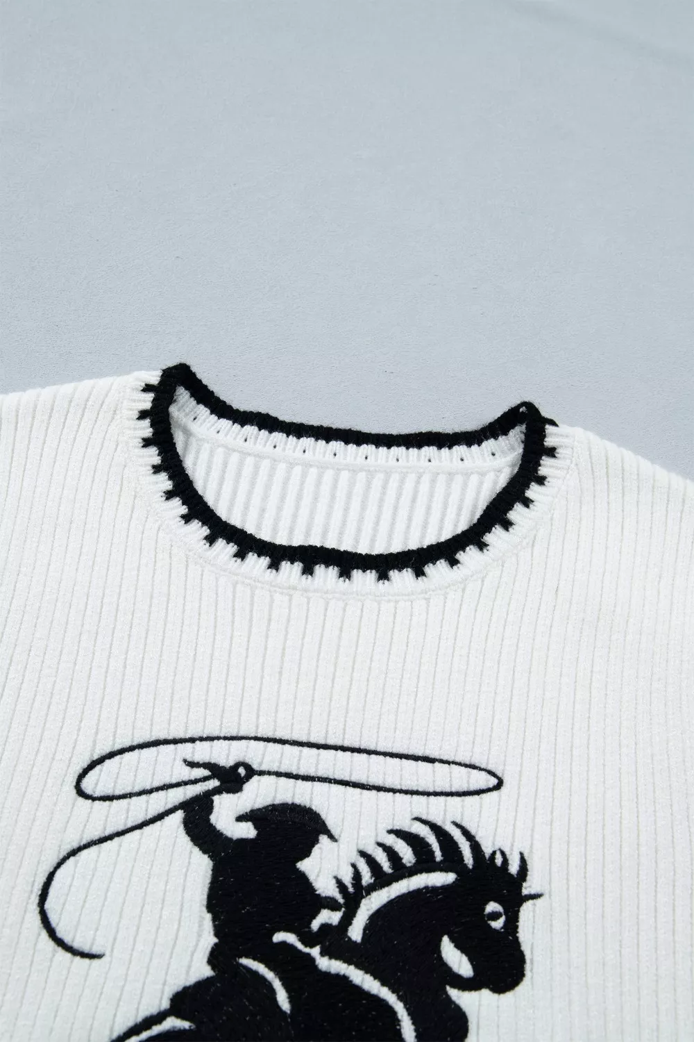 Contrast Trim Round Neck Rodeo Cowboy Sweater Vest, image 5