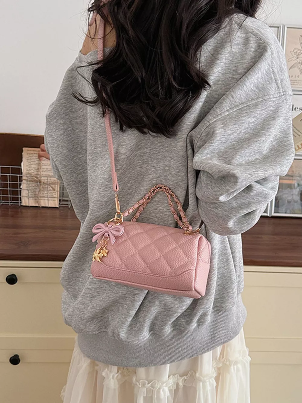 Quilted Chain Crossbody Bag, image 8