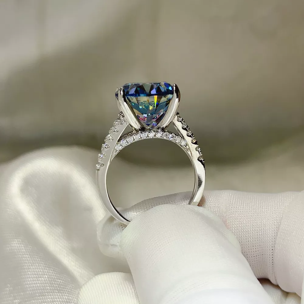 10 Carat Moissanite 925 Sterling Silver Ring, image 2