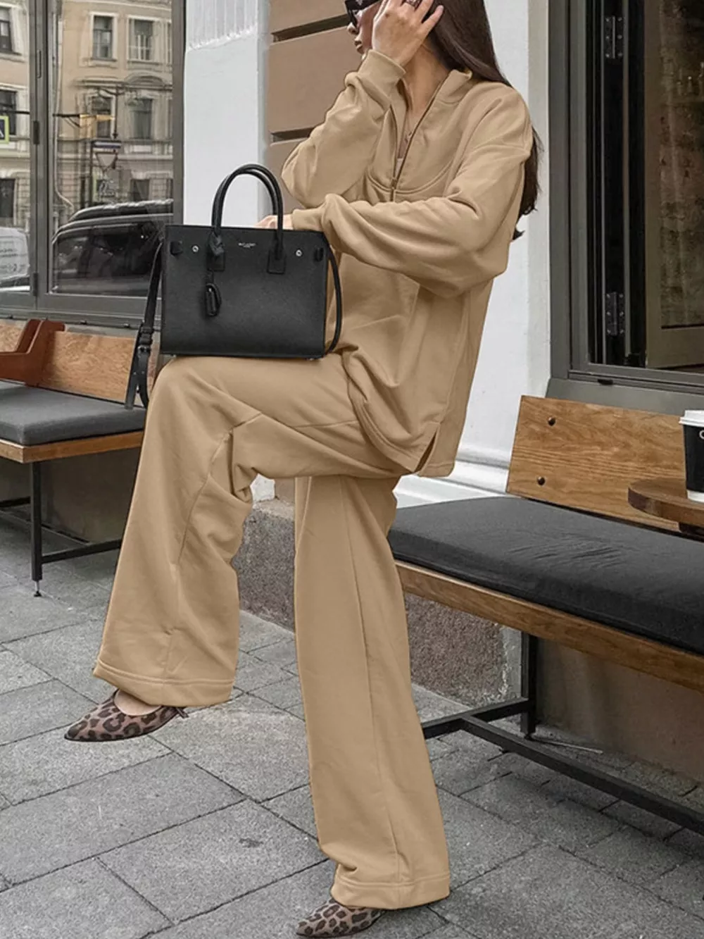 Quarter Zip Long Sleeve Top and Pants Set, image 5