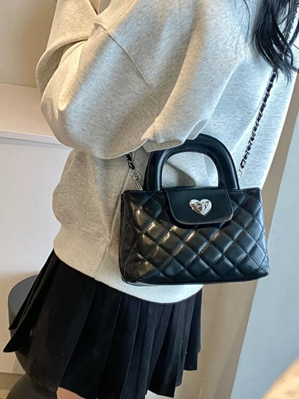 Quilted Heart Lock Crossbody Bag, image 3