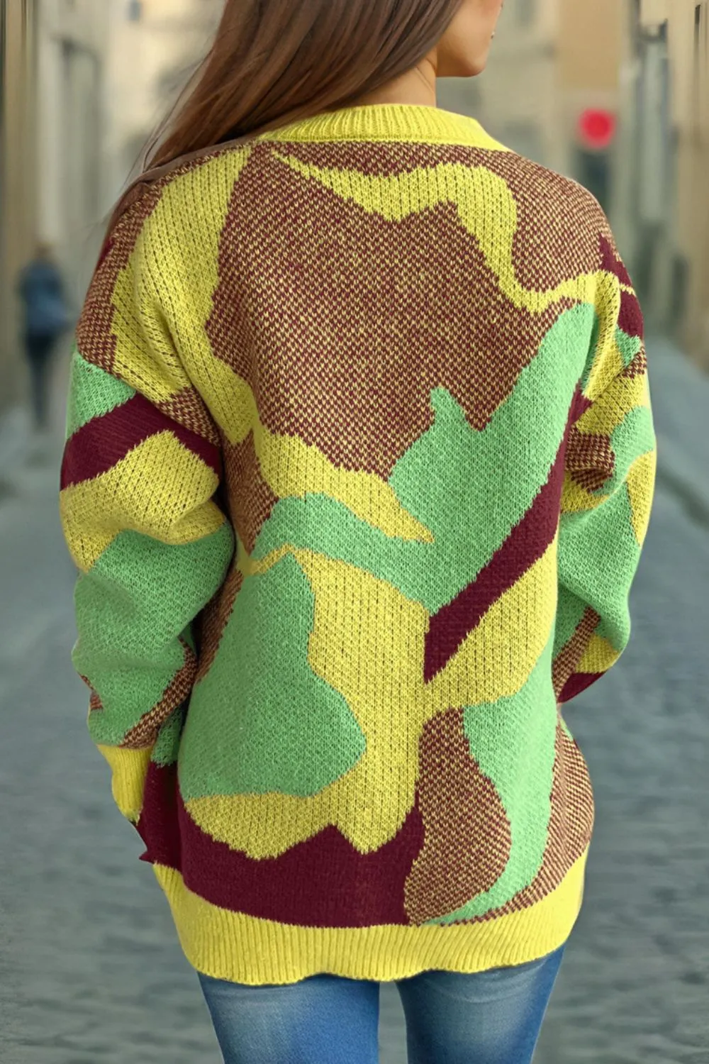 Contrast Round Neck Long Sleeve Sweater, image 5