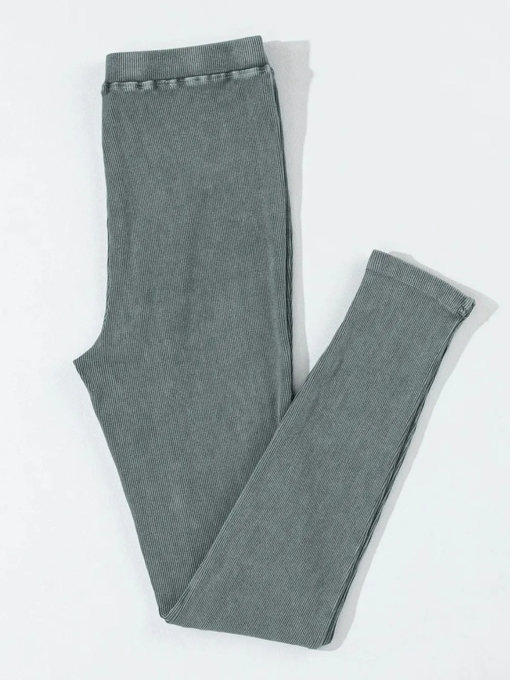 Ribbed Elastic Waist Leggings, image 3