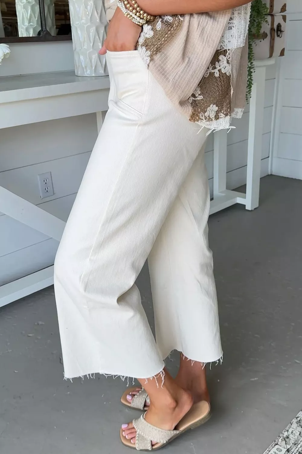 Raw Hem Ankle-length Loose Jeans, image 3