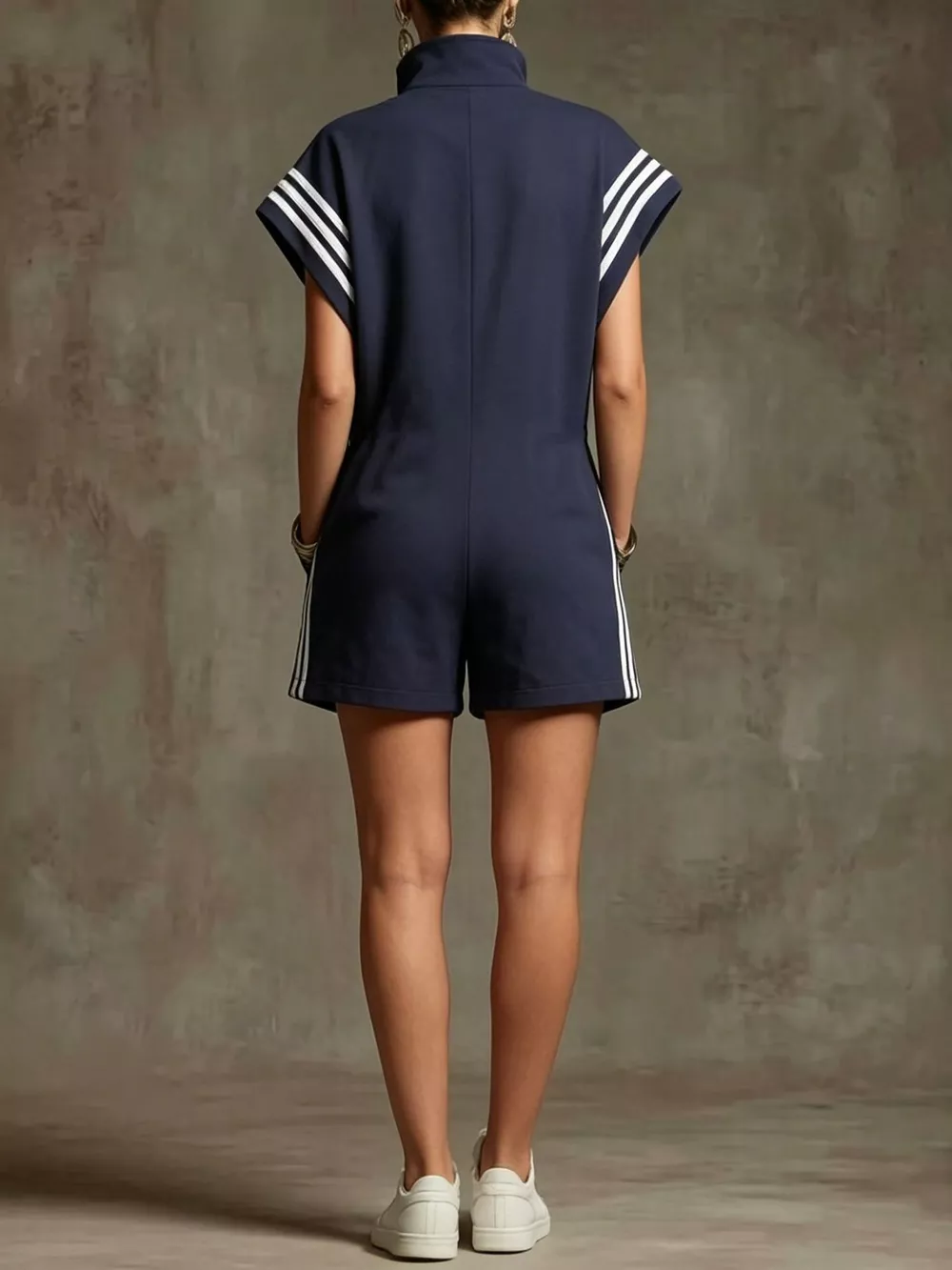 Striped Zip Front Romper, image 11