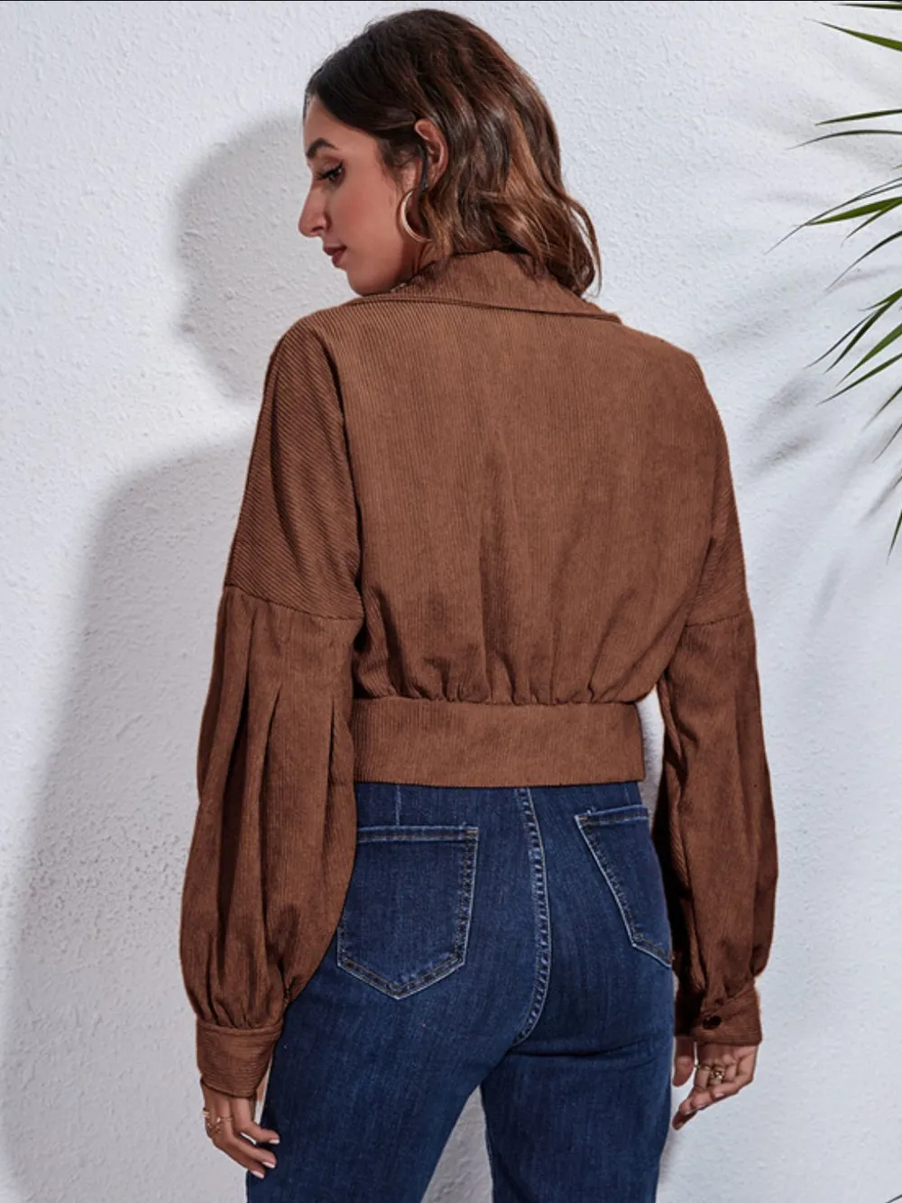 Button Down Collared Neck Cropped Jacket, image 7