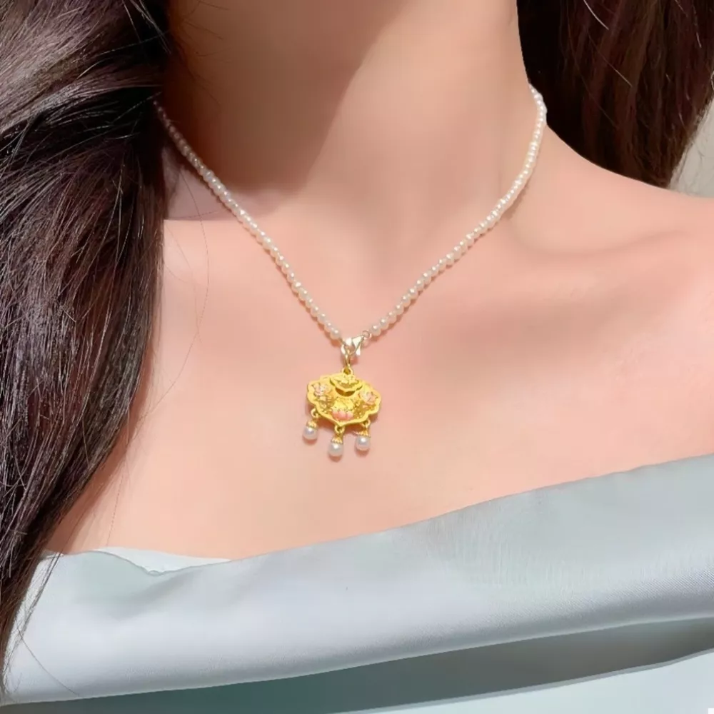 18K Gold-Plated Lotus Pendant Necklace
