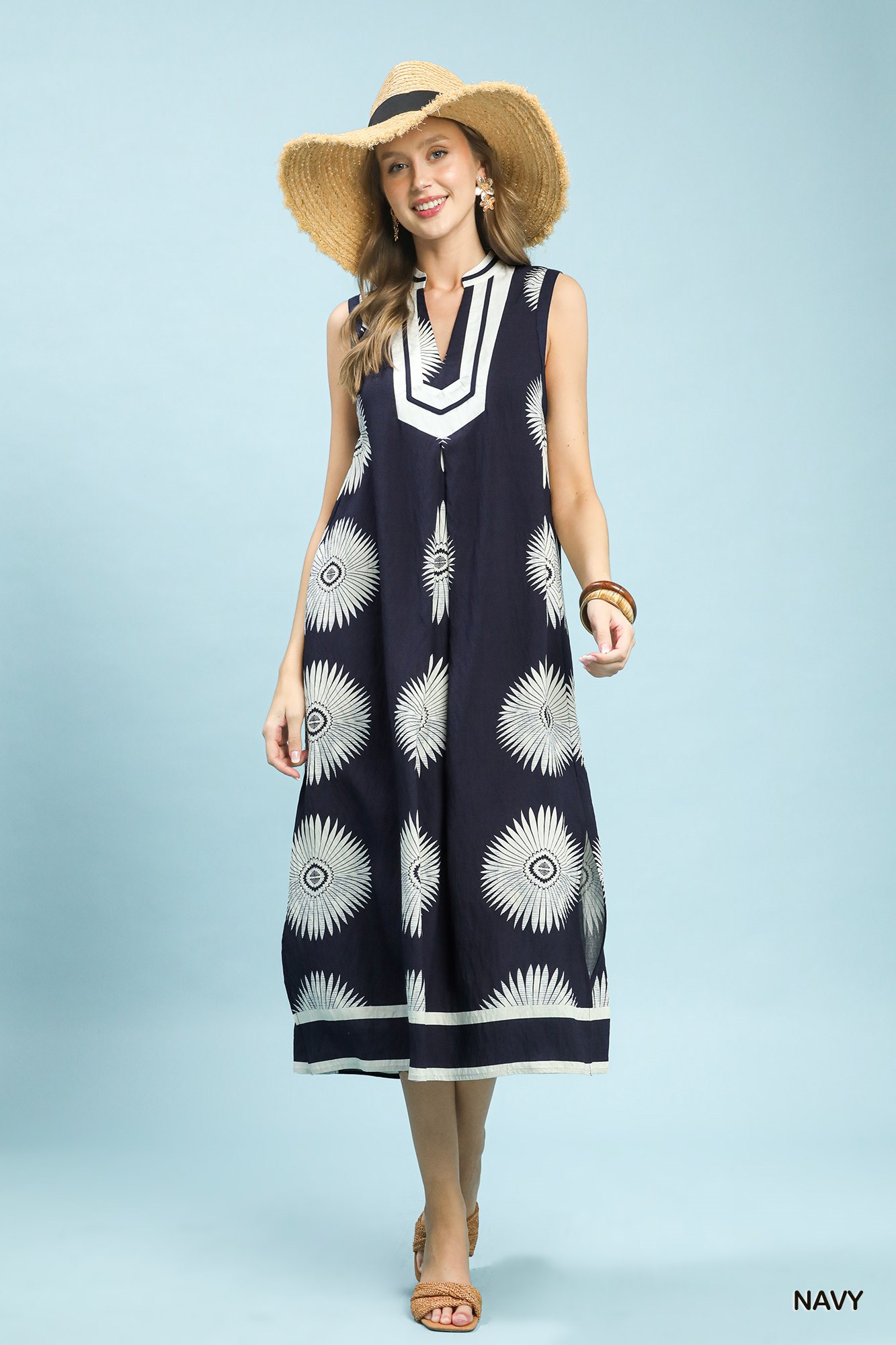 Sleeveless Geometric Midi Dress