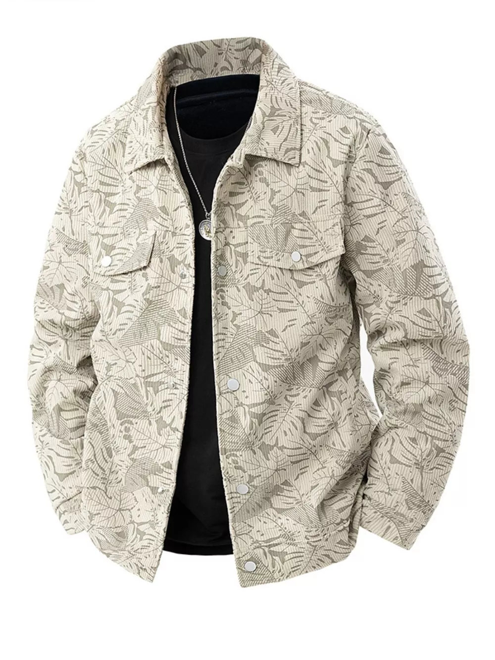 Men's Plus Size Corduroy Snap Down Casual Jacket, image 4