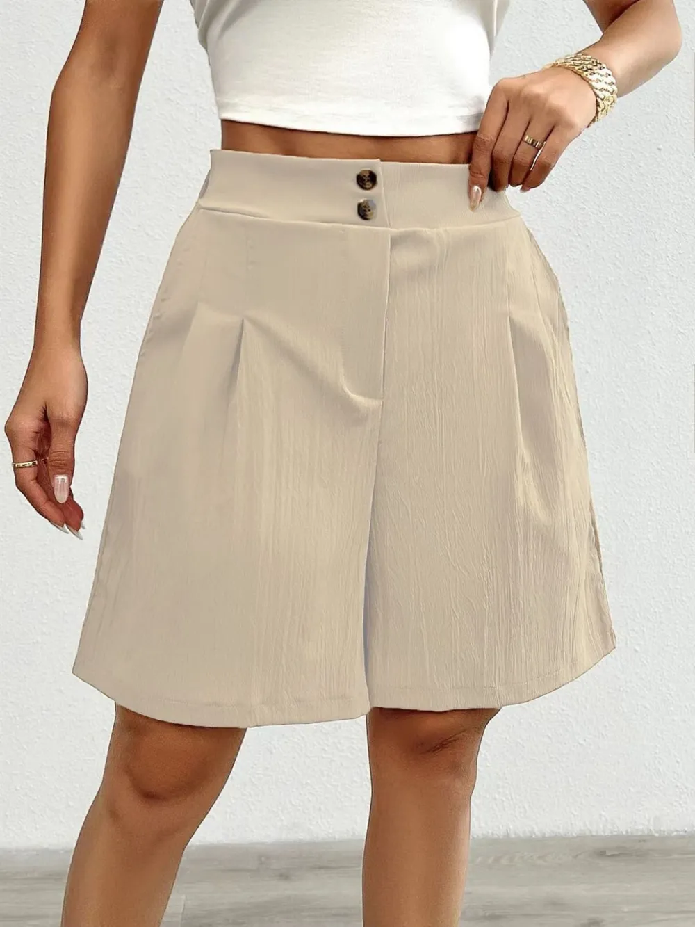 High-Waisted Pleated Shorts, image 21
