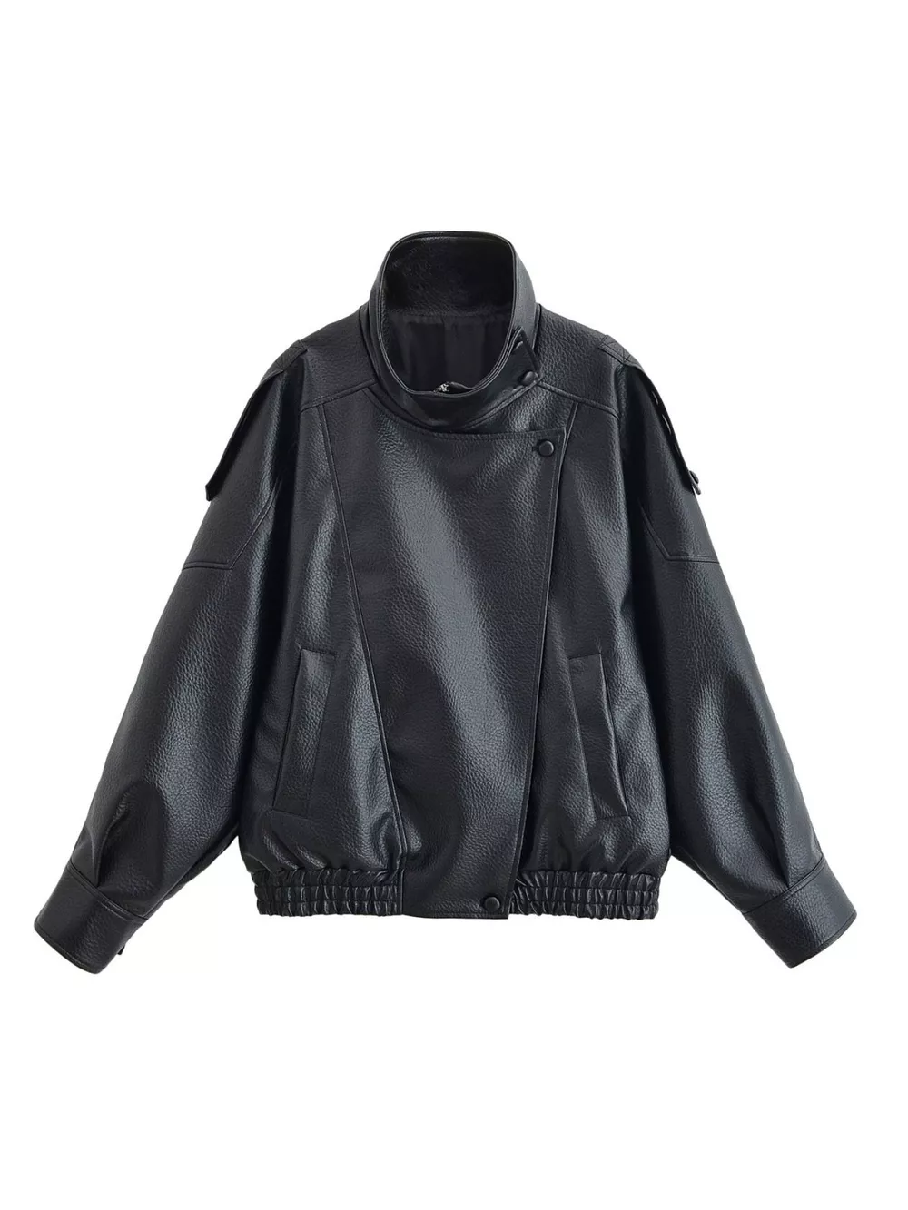 Zip-Up Faux Leather Moto Jacket, image 5
