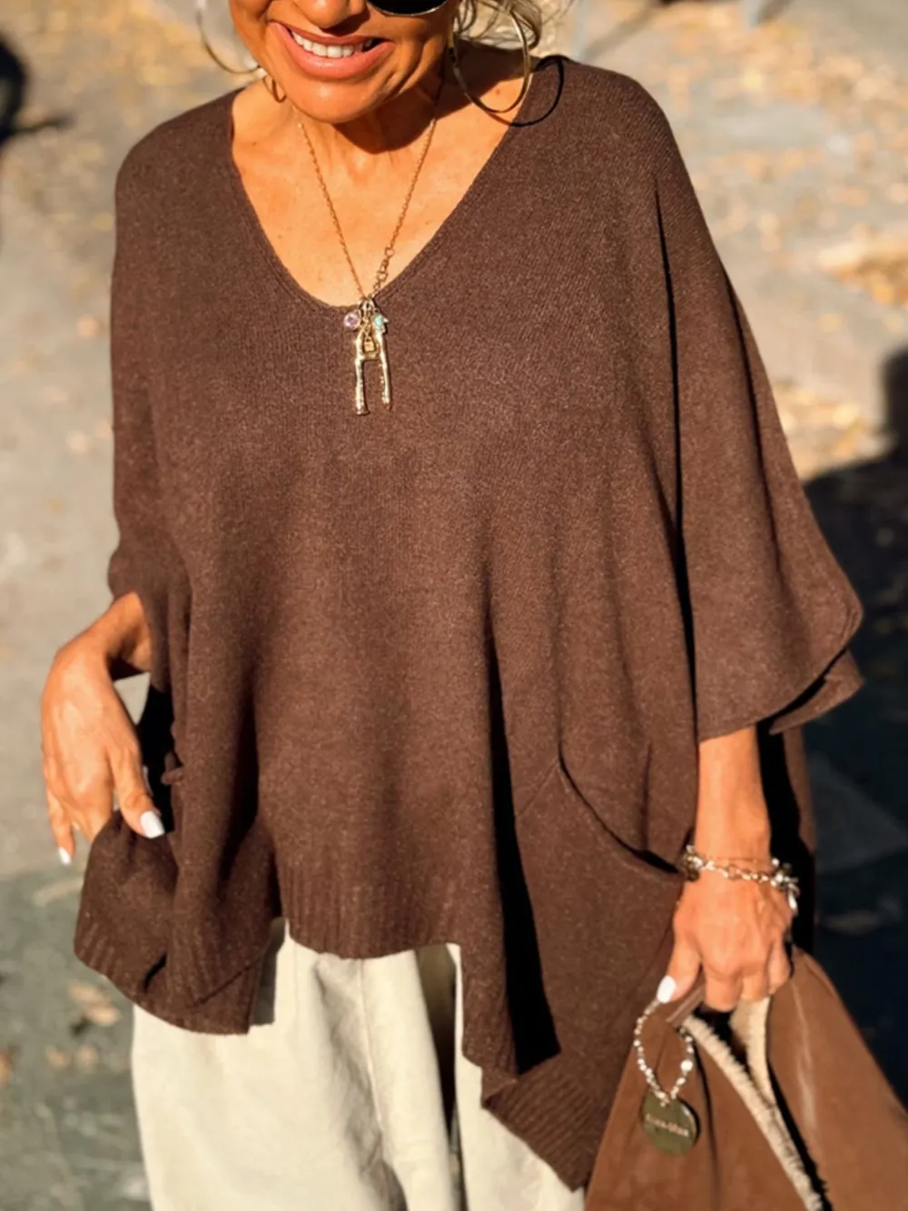 Ribbed Hem V-Neck Sweater, image 20