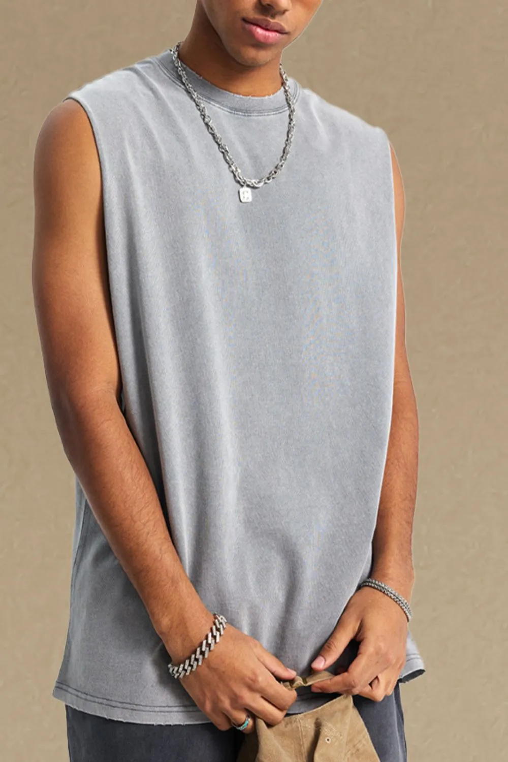 Men's Round Neck Tank, image 5