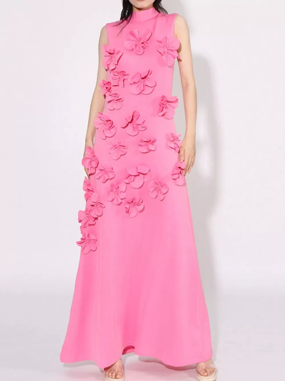Floral Applique Sleeveless Maxi Dress