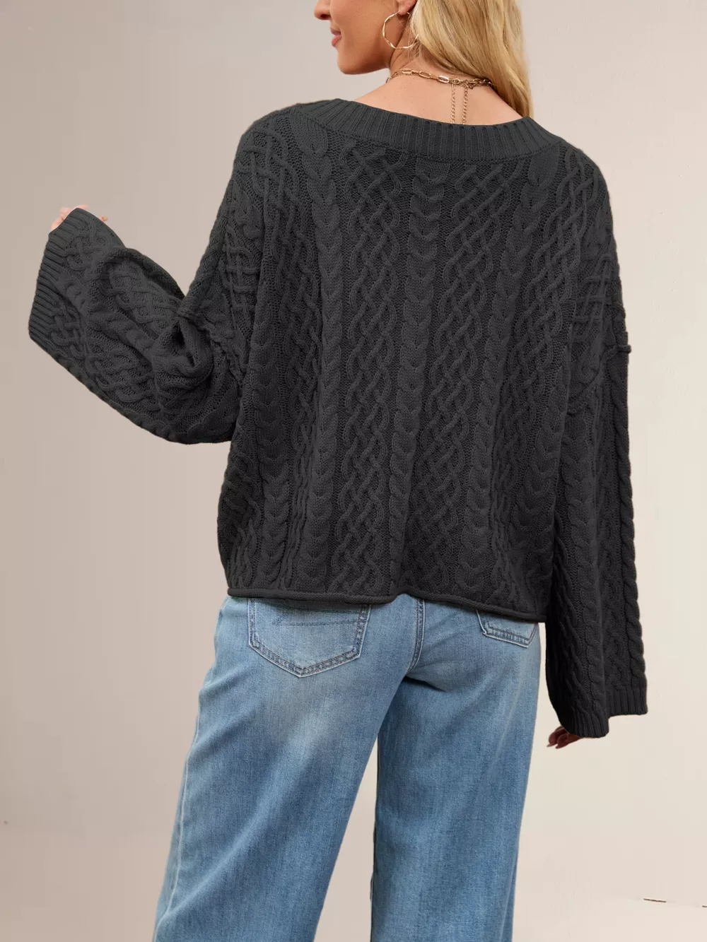 Cable Knit Button-Down Cardigan, image 7
