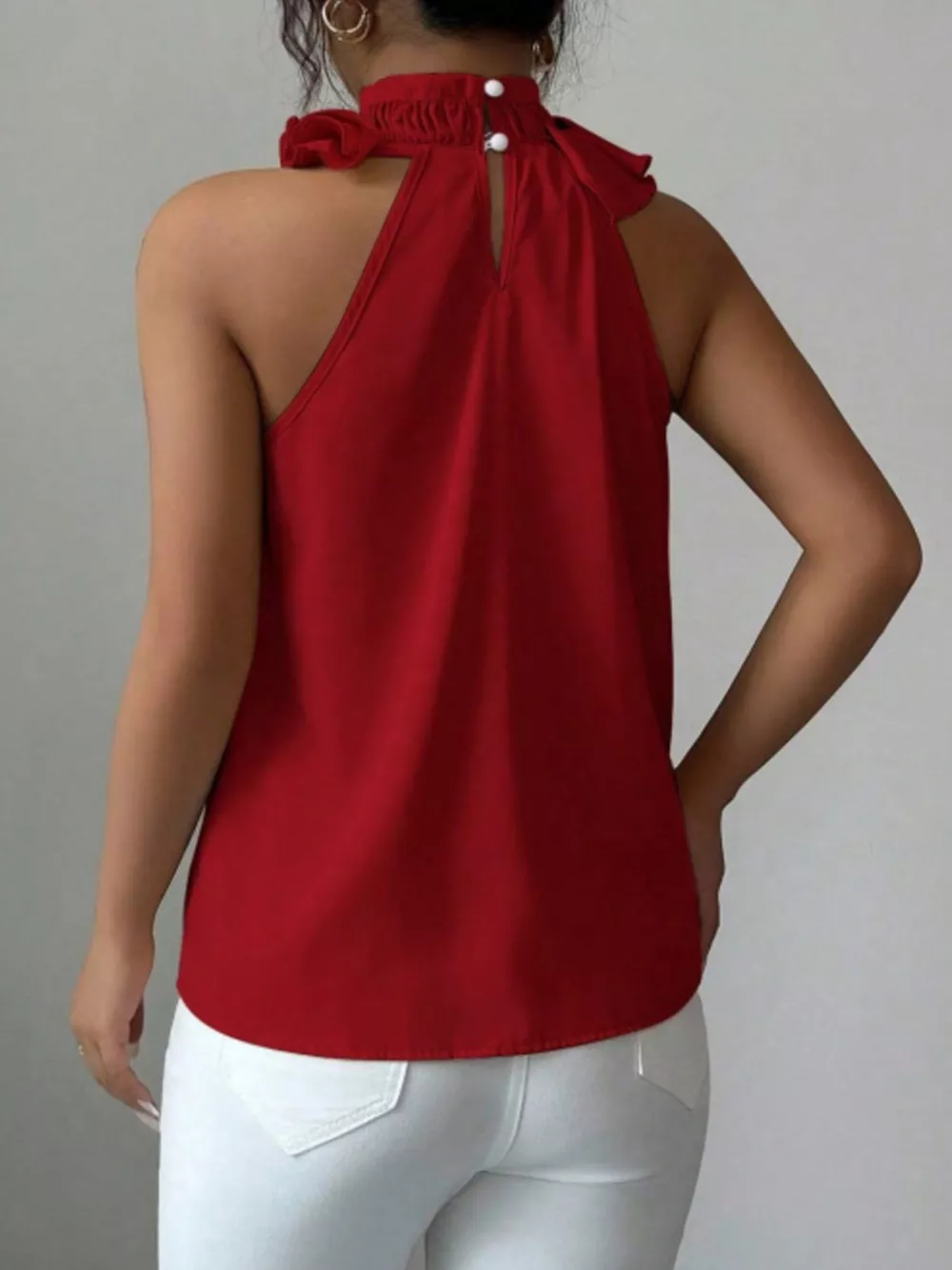Ruffle High Neck Sleeveless Top, image 6