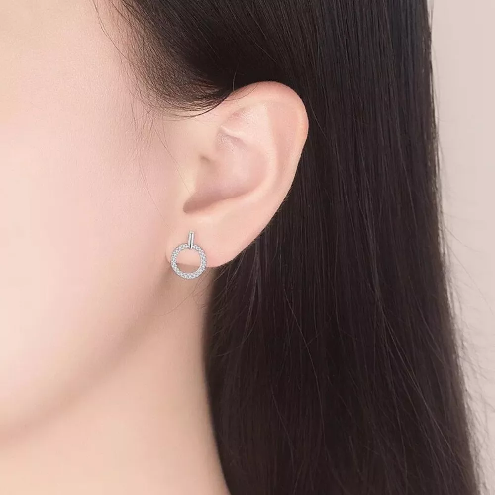 925 Sterling Silver Circle Stud Earrings, image 2
