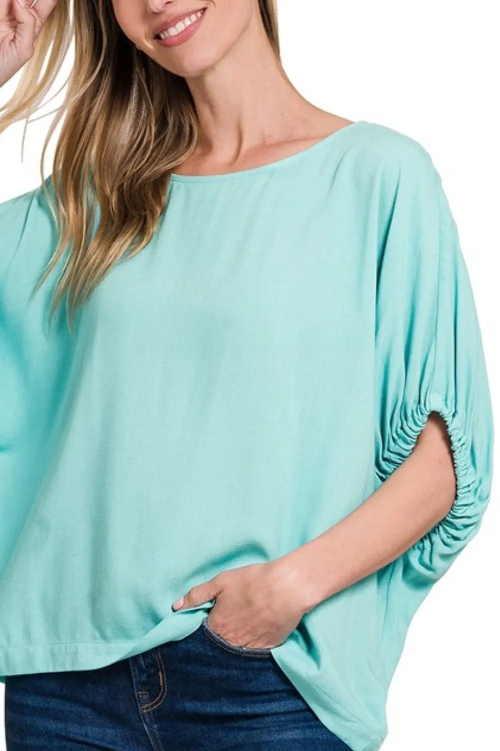 Woven Oversized Boxy Top, image 3