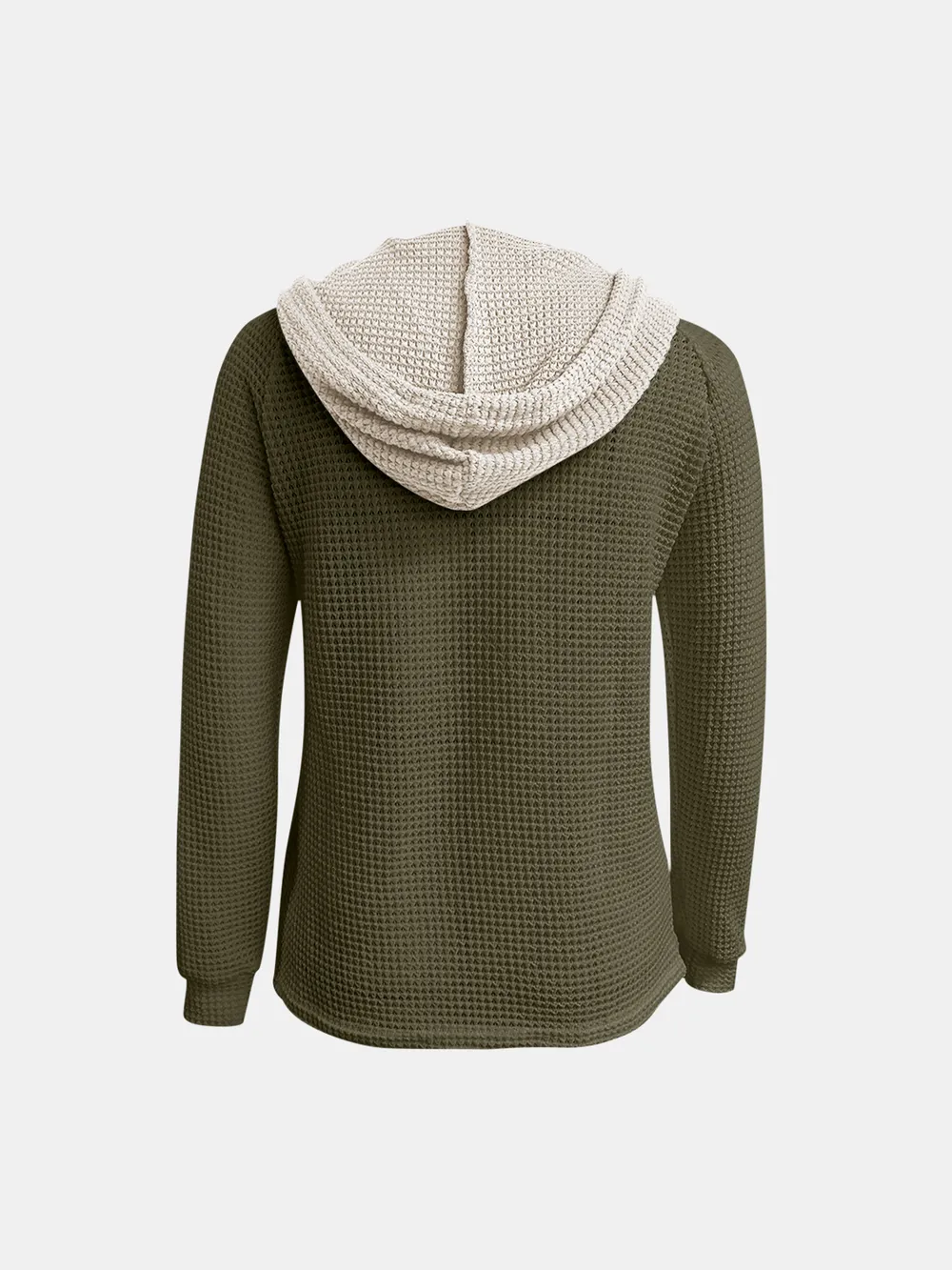 Full Size Waffle-Knit Contrast Long Sleeve Hoodie, image 18