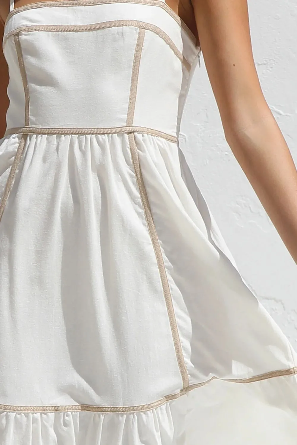 Contrast Trim Square Neck Midi Cami Dress, image 3