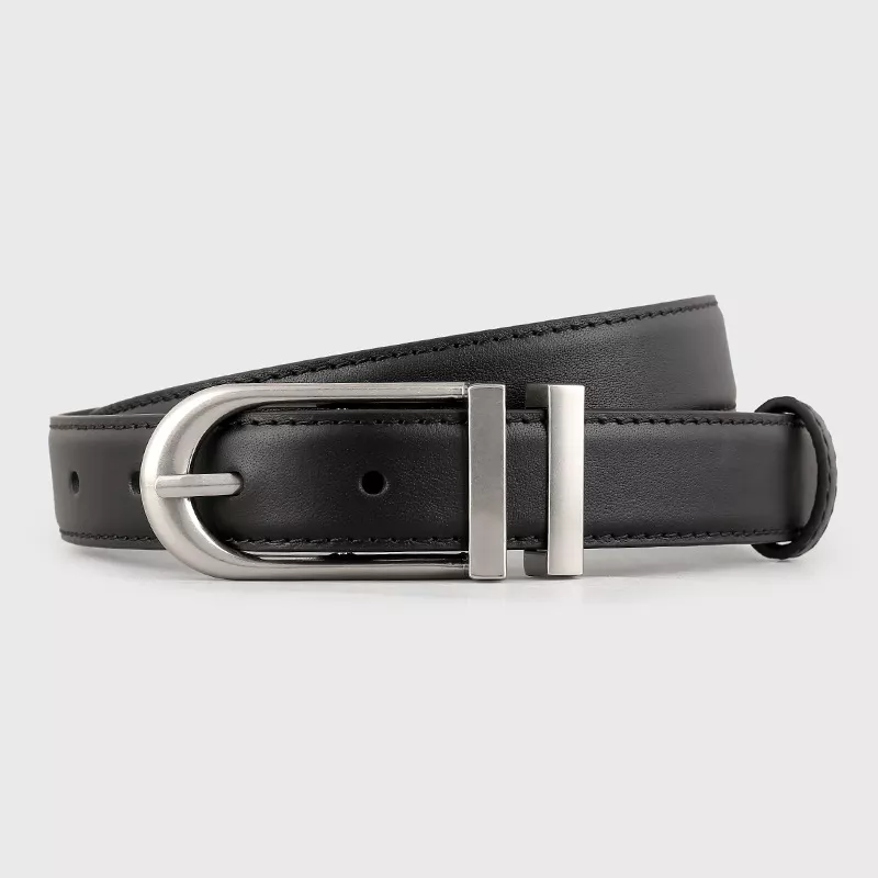 Leather Belt with Silver Buckle