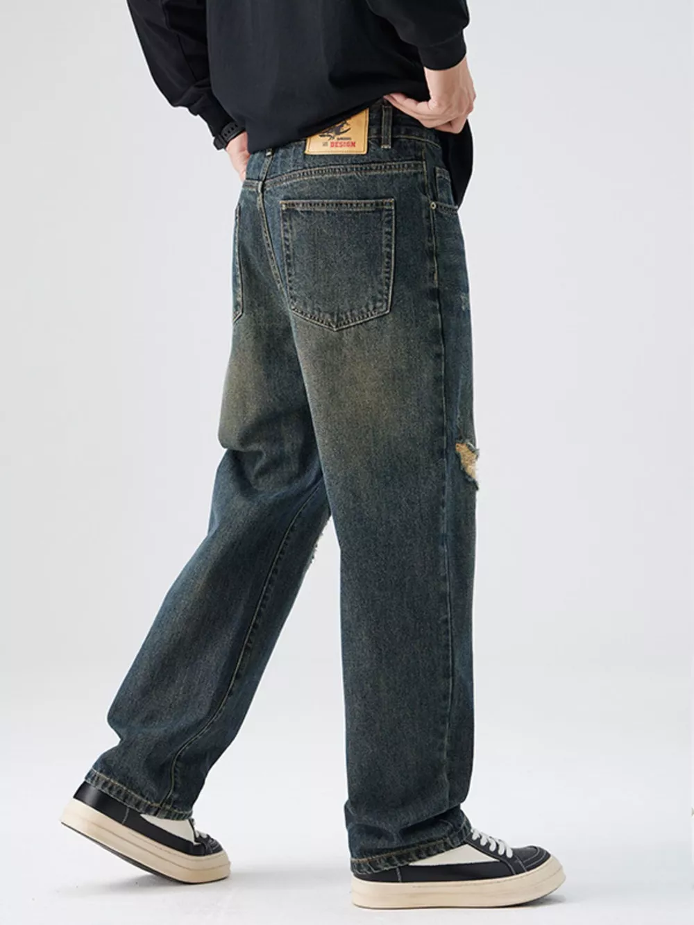 Men's Distressed Wide Leg Jeans, image 6