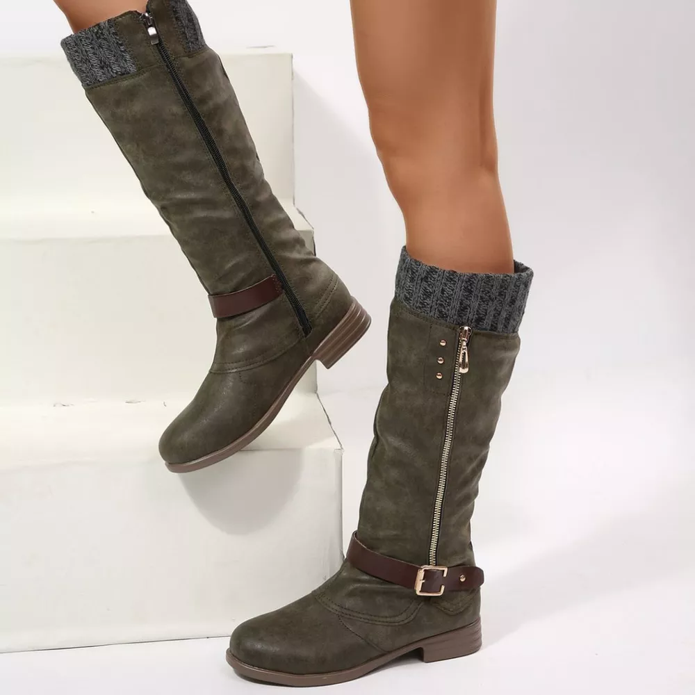Round Toe Block Heels Boots, image 9